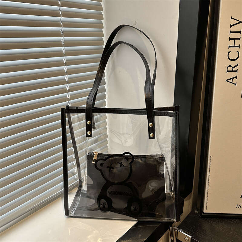 Fashion Transparent for Women 2025 New Summer Casual Jelly Beach Simple Commuter Shoulder Tote Bag