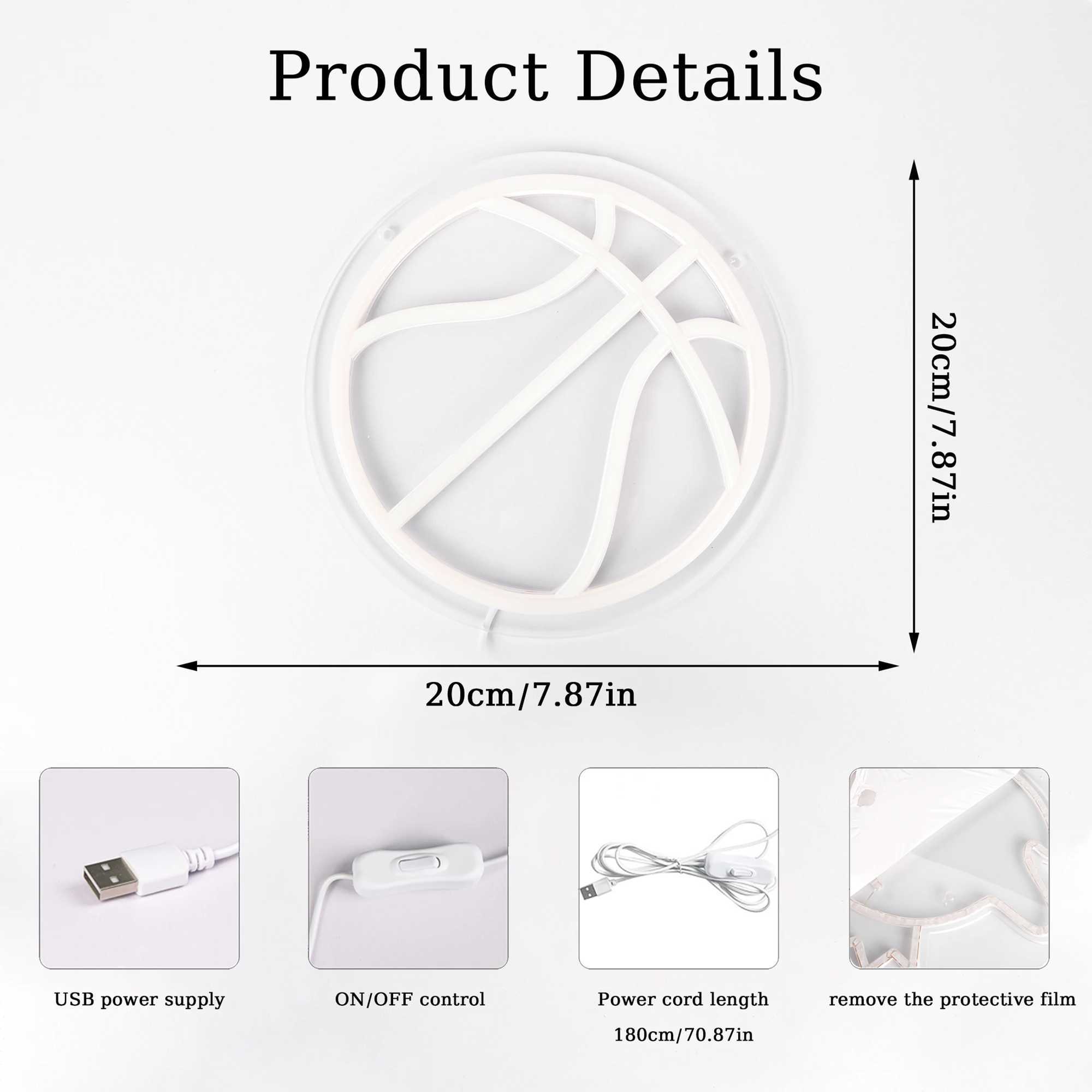 Basketball Neon Signs Basketball LED Neon Light Wall Neon Lights Cool Neon Sign for Room Bedroom Birthday Signs Kids Gift XJ250602