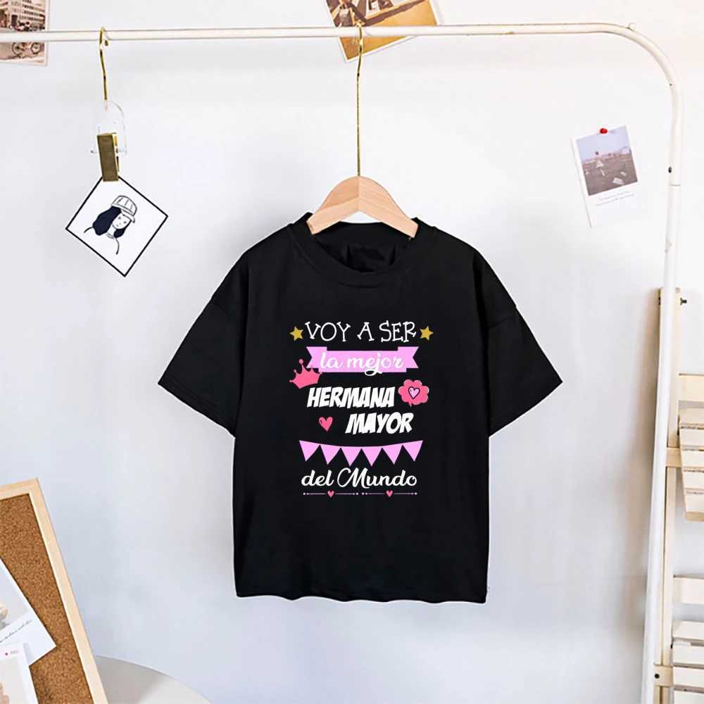 Im Going To Be The Best Big Sister in The World Printed Shirts Girls Short Sleeve T-shirt Big Sister Clothes Spanish Print Tee T250603