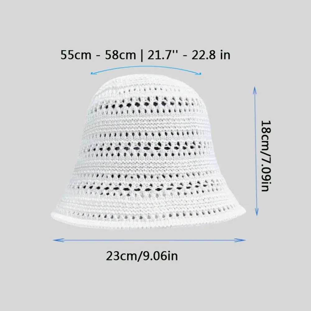Women Bucket Hat Summer Hollow Out Knitted Sun Protection Cap Beach Panama Cap Fisherman Cap Breathable Sun Hat Straw Hat Travel W250602
