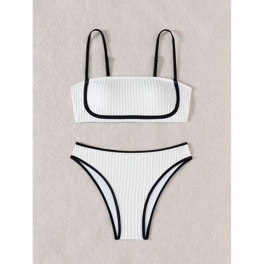 DHessentials 2025 Special Fabric Black and White Bikini Set Swimwear Beachwear Breathable Sexy Swimsuits