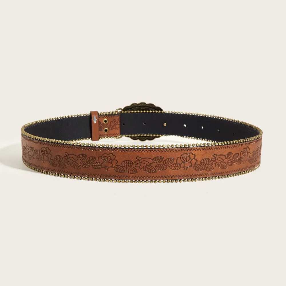 New Trend Womens Belt Fashionable Hobnail Womens Belt Punk Buckle Casual Pants Belt LR1814 XJ250602