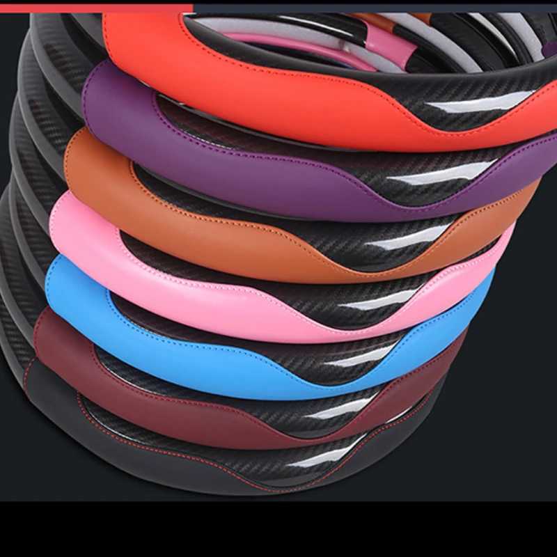 Pu Carbon Fiber Leather Steering Wheel Cover Anti-slip Fashion Wear-Resistant General Motors R250603