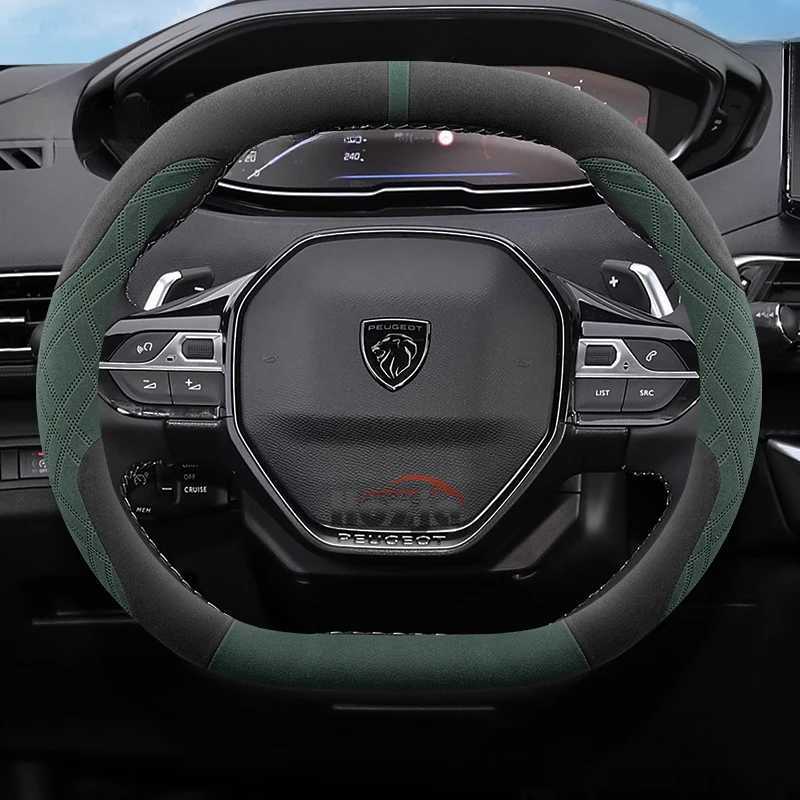 Suede Leather Car Steering Wheel Cover for Peugeot E-3008 3008 E-2008 2008 E-308 GT 2021 2022 2023 2024 2025 Auto Accessories R250603