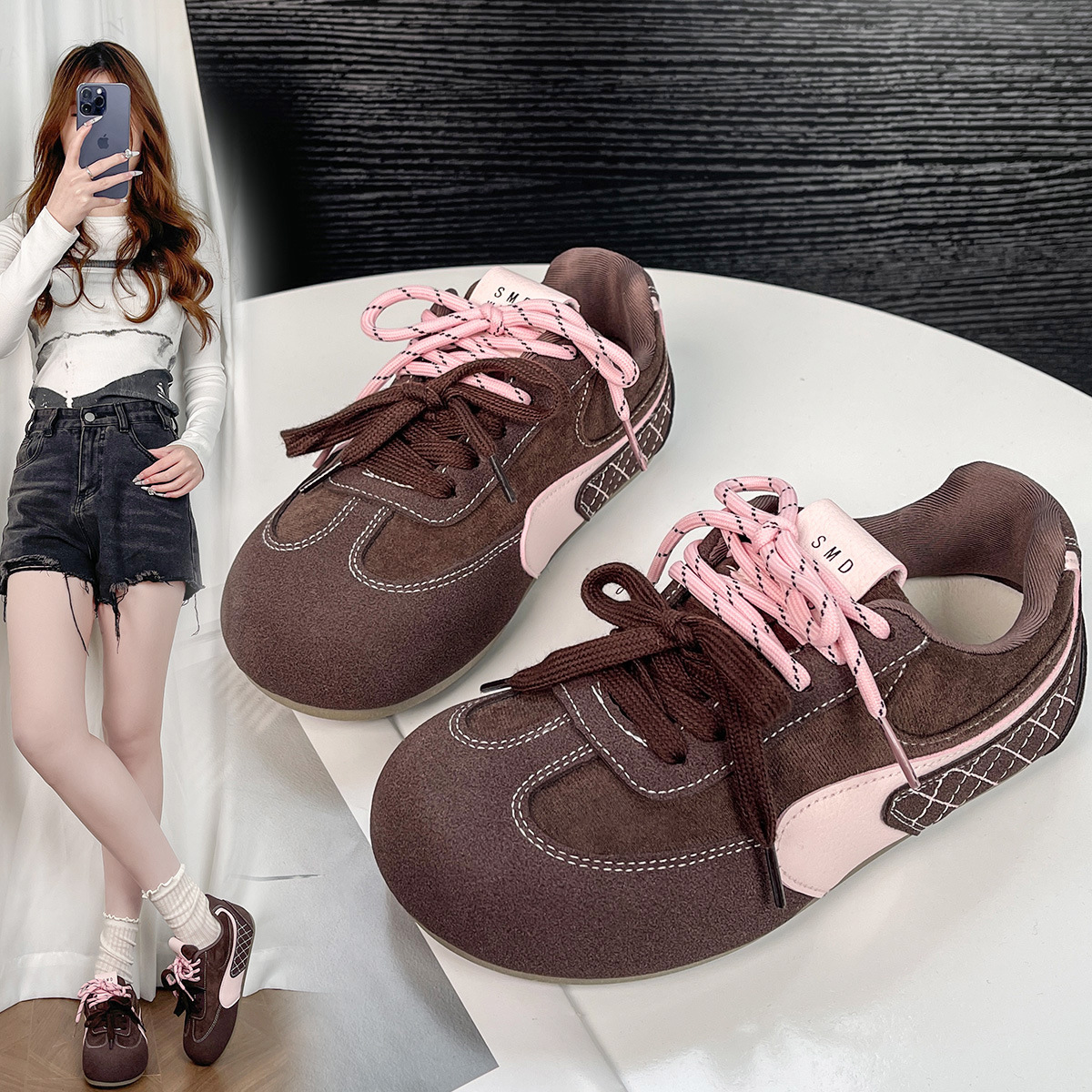 designer Hot-Selling Women's Shoes Soft Sole Comfortable Ins Korean Style Agan Shoes for Female Students Sports Casual Flat Height-Increasing Ger