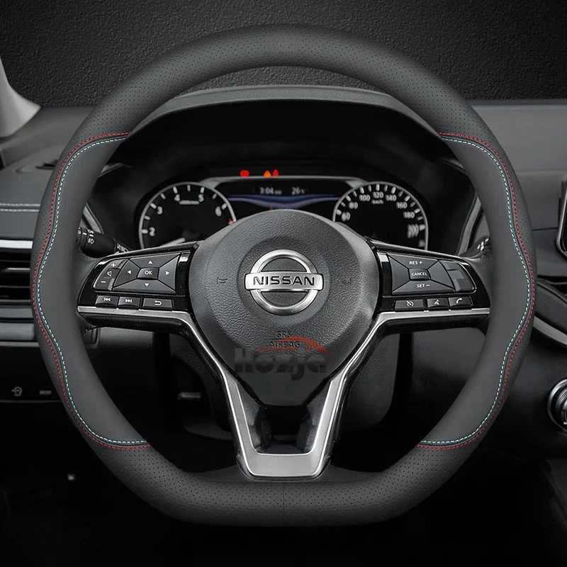 Suede Leather Car Steering Wheel Cover for Nissan 400Z Platinum Patrol Sentra Ariya Leaf Navara Frontier Kicks Auto Accessories R250603