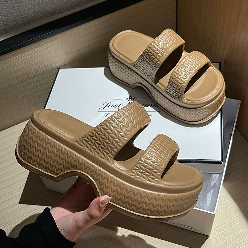 Qidan Shoe Factory Women's Summer Fashion Thick-Soled Height-Increasing Indoor Non-Slip Beach Sandals for Home and Outdoor Wear