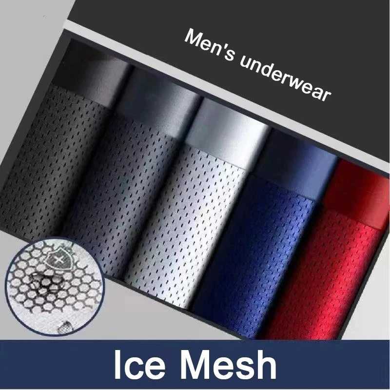 Boxers Men Boxer Shorts Men Underwear Male Underwear Boxers Homme Ice Silk Mesh Boxershorts Plus Size Panties Sexy Underpants W250603