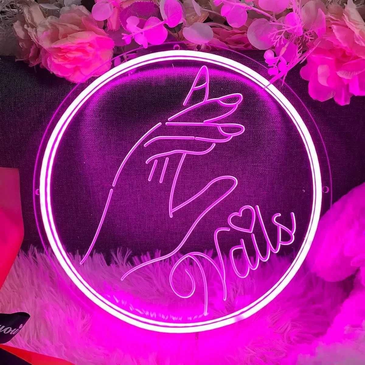 Nails Neon Sign Wall Decor Open Neon Light Sign Indoor Outdoor LED Night Light Commercial Wall Art Room Decor Birthday Gifts XJ250602