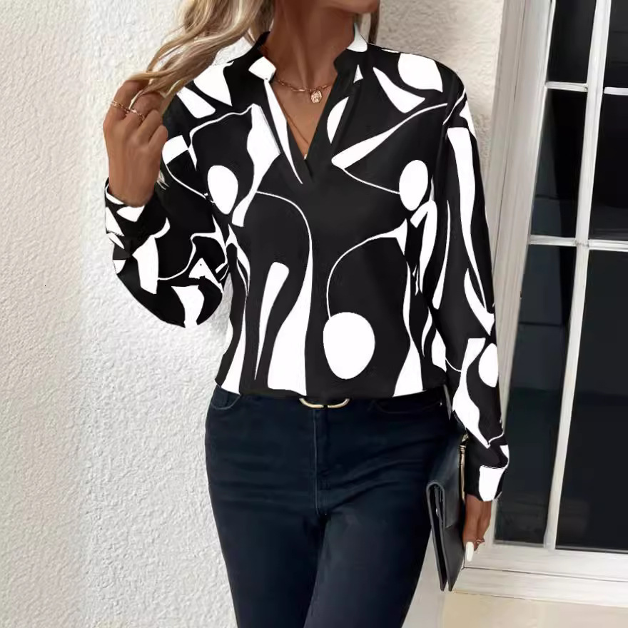 women's wear 2024 Women's New Tops Geometric Print Shirt