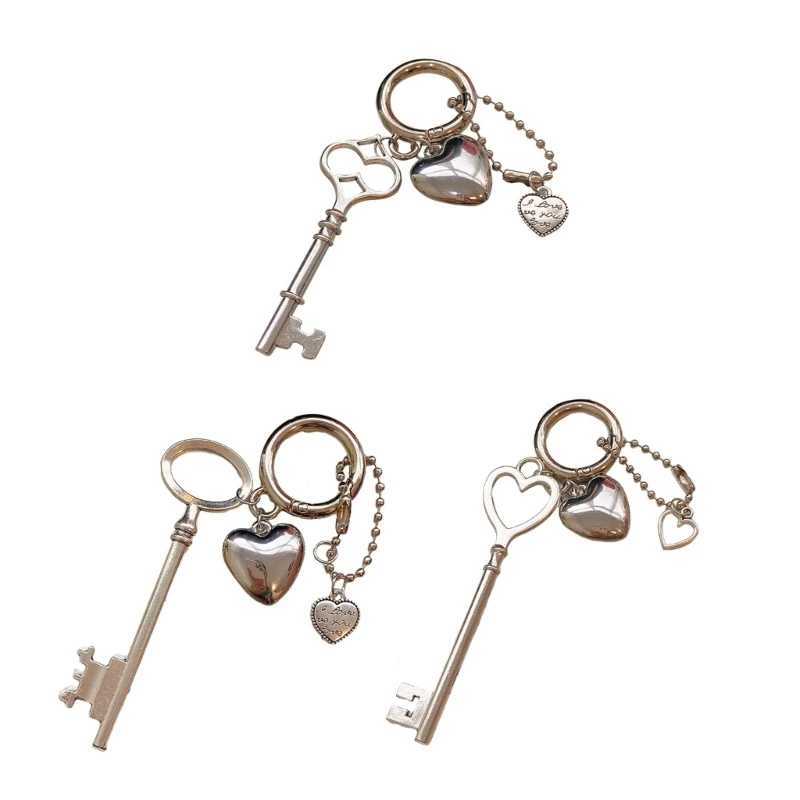 Fashionable Keys and Heart Keychains Heart Keys Rings Alloy Material XJ250602