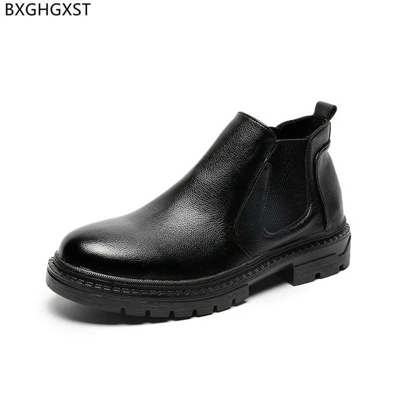 Black Ankle Boots for Men Male Platform Shoes Men Chelsea Boots Men Leather Boots Man Luxury Designer Shoes for Man 2025 Zapatos XJ250602