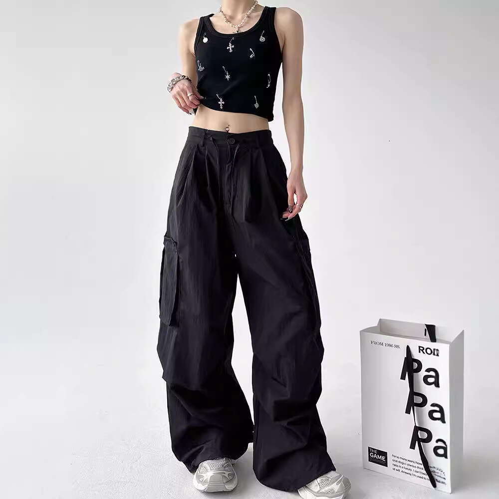 American Style Cargo For Women New Black Thin Women's Summer High-End Campus Casual Pants B5