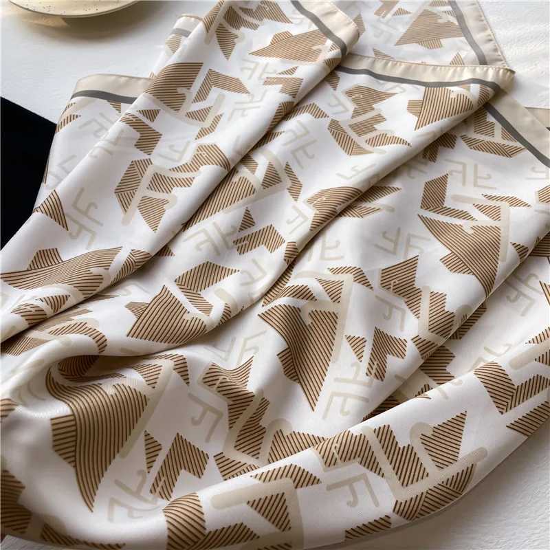 Luxury Design 90X90cm Silk Scarf Square Scarves Women Large Bandana Foulard Ribbon Hairband Headband Travel Neckerchief Wraps W250602