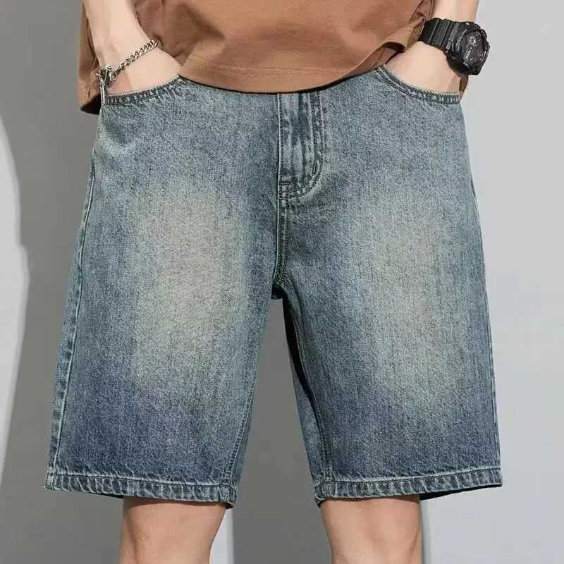 Summer Denim Shorts Mens Loose-Fit Straight-Leg Casual Workwear Pants Washing Five-Piece Jeans T250603