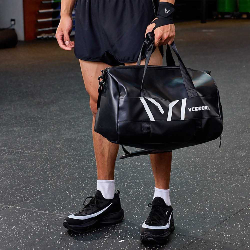 Veidoorn Large Capacity Gym Bag Waterproof Durable Dry and Wet Separation Sports Leather Bag Outdoor Travel Backpack XJ250603