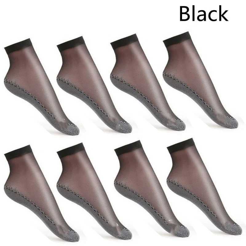 20pcs=10 Pairs Spring Summer Women Soft Socks Thin Silk Socks Non-Slip Bottom Splice Fashion Transparent Ladies Breathable SockT250602