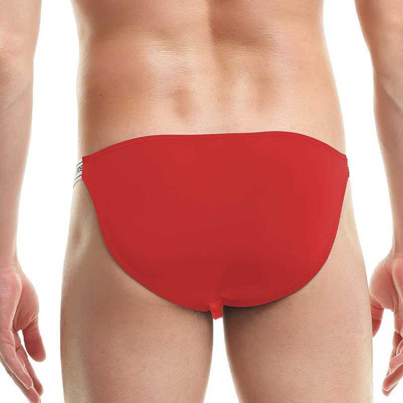 Mens Underwear Solid Color Elastic Tight Sexy Low Waist Ice Silk High Fork Thong Fitness Sports Comfort Triangle Shorts W250603