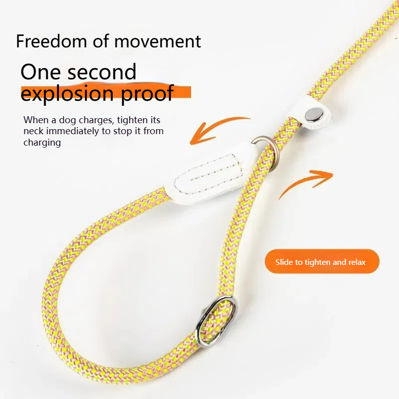 Anti-Choke Slip Lead Dog Leash - Adjustable Self-Retracting P-Chain Pet Training Leash for Outdoor Walking & Training