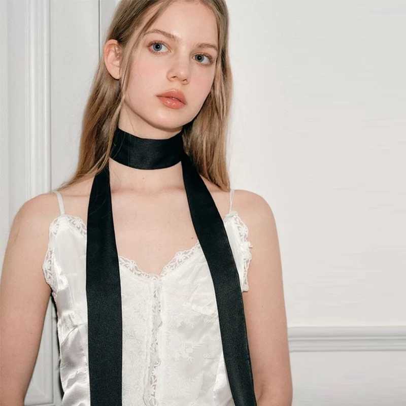 5x200cm Satin Silk Narrow Scarf Neckerchief Solid Neck Scarves Long Silk Thin Scarf Head Neck Hair Band Bag Ribbon Headbands DIY W250602