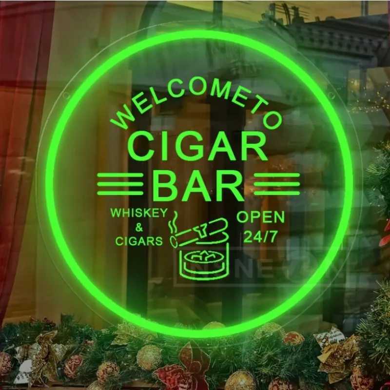 Custom Cigar Bar LED Sign with Art Design USB Operated Button Control Wall Mountable Ideal Decor for Bar and Entertainment Venue XJ250602