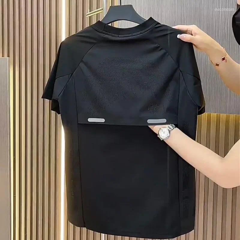 Men's Tracksuits Men Summer Thin Mesh Breathable Ice Silk Quick-drying Short-sleeved Shorts Two-piece Set Loose Running Basketball Wear