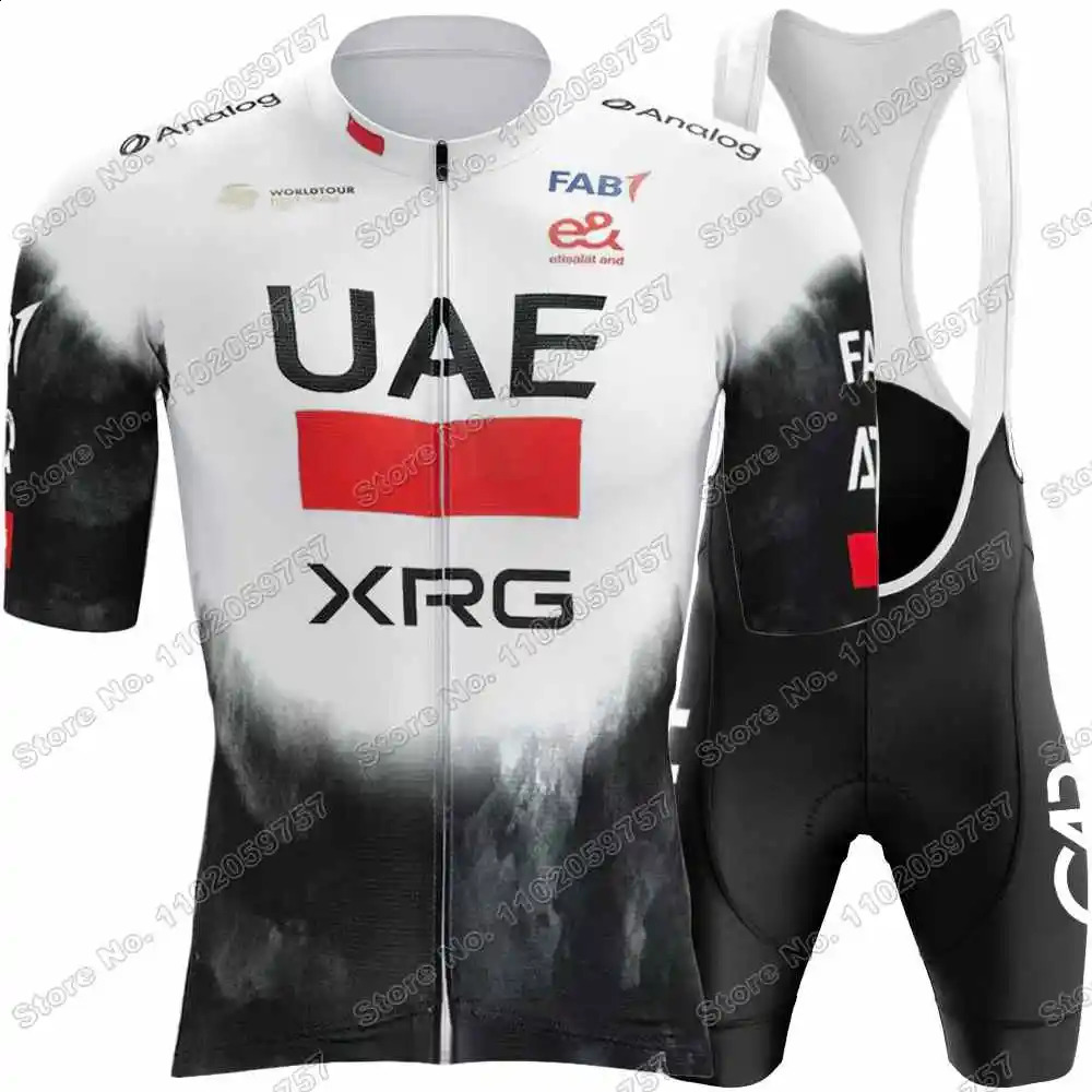 2025 Yellow Pink UAE Team Cycling Jersey Set Tadej Pogacar Cycling Clothing Men France TDF Road Bike Suit Bicycle Bib Shorts 250527