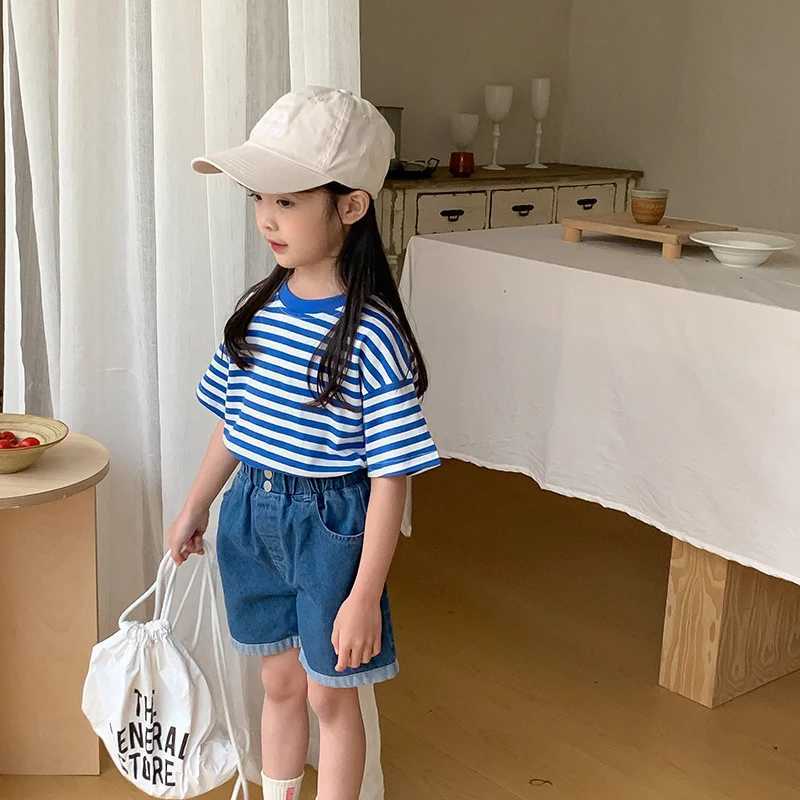 100% Cotton Fashion Baby T-shirt Summer Childrens Boys Short-sleeved Stripe T-shirt Kids Boy Girl Top T250603