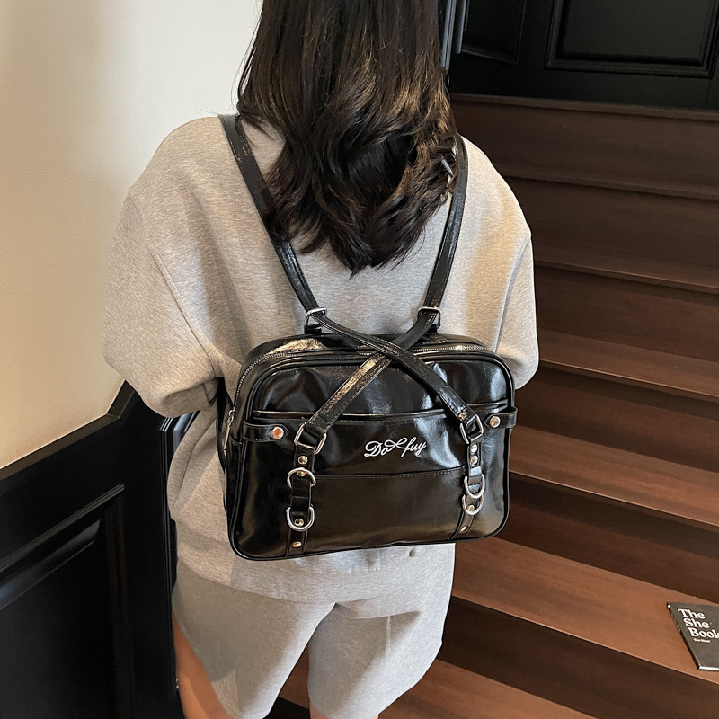 designer Versatile Soft Leather Simple College Style Large Capacity Shoulder Underarm Bag 2025 New Fashion Trend Commuter Backpack