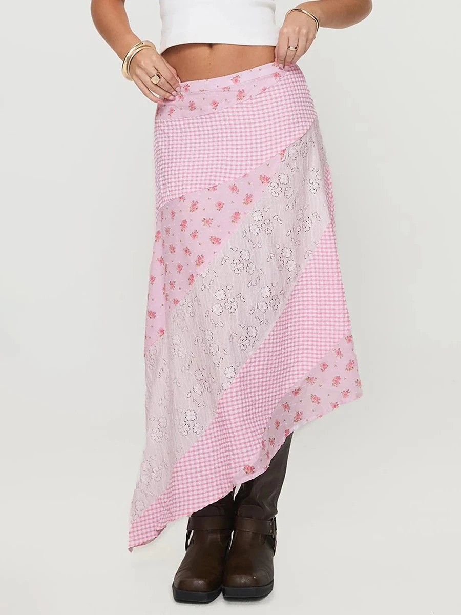 Elegant High Waist Pleated Maxi Skirt with Boho Floral Print Vintage Style Long Skirt for Women Lightweight Autumn Fashion 250603