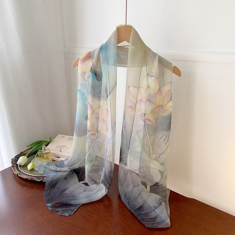 K912 2025 spring cicada wing long silk scarf for women spring and autumn thin fashion versatile georgette multi-color printed long scarf