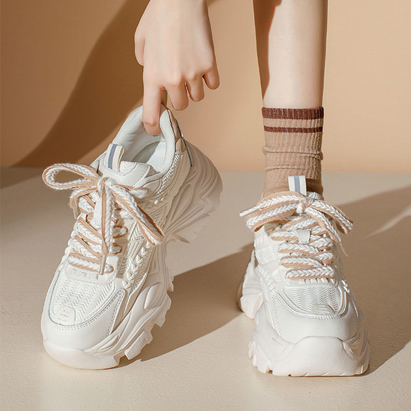 Trendy Dad Casual Shoes Shoes For Women Summer New Versatile Street Style Thick Sole Height Increasing White Sneakers Ddmysaturn