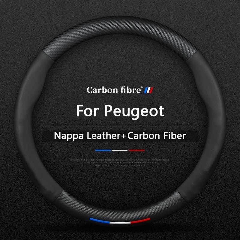 Car Carbon Fiber Leather Steering Wheel Cover Non-Slip For Peugeot 4008 508L 5008 408 2008 3008 308S e2008 301 307 308 206 207 R250603