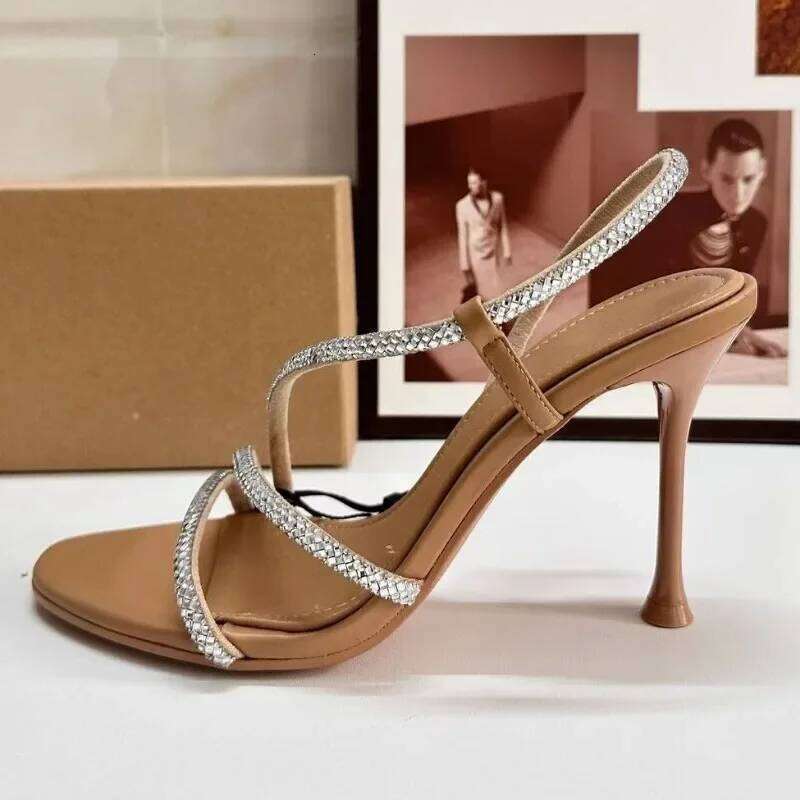 Fashion Elegant High Heels Women Party Shoes Open Toe Shiny Dia Strap Sexy Ladies Slingback Summer Footwear Wedding Sandals