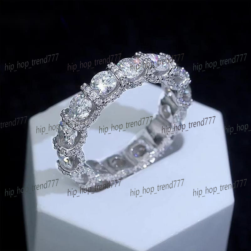 Fine Jewelry 925 Sterling Silver Ring Pass Diamond Tester Round Ring Iced Out Wedding Moissanite Ring for Women