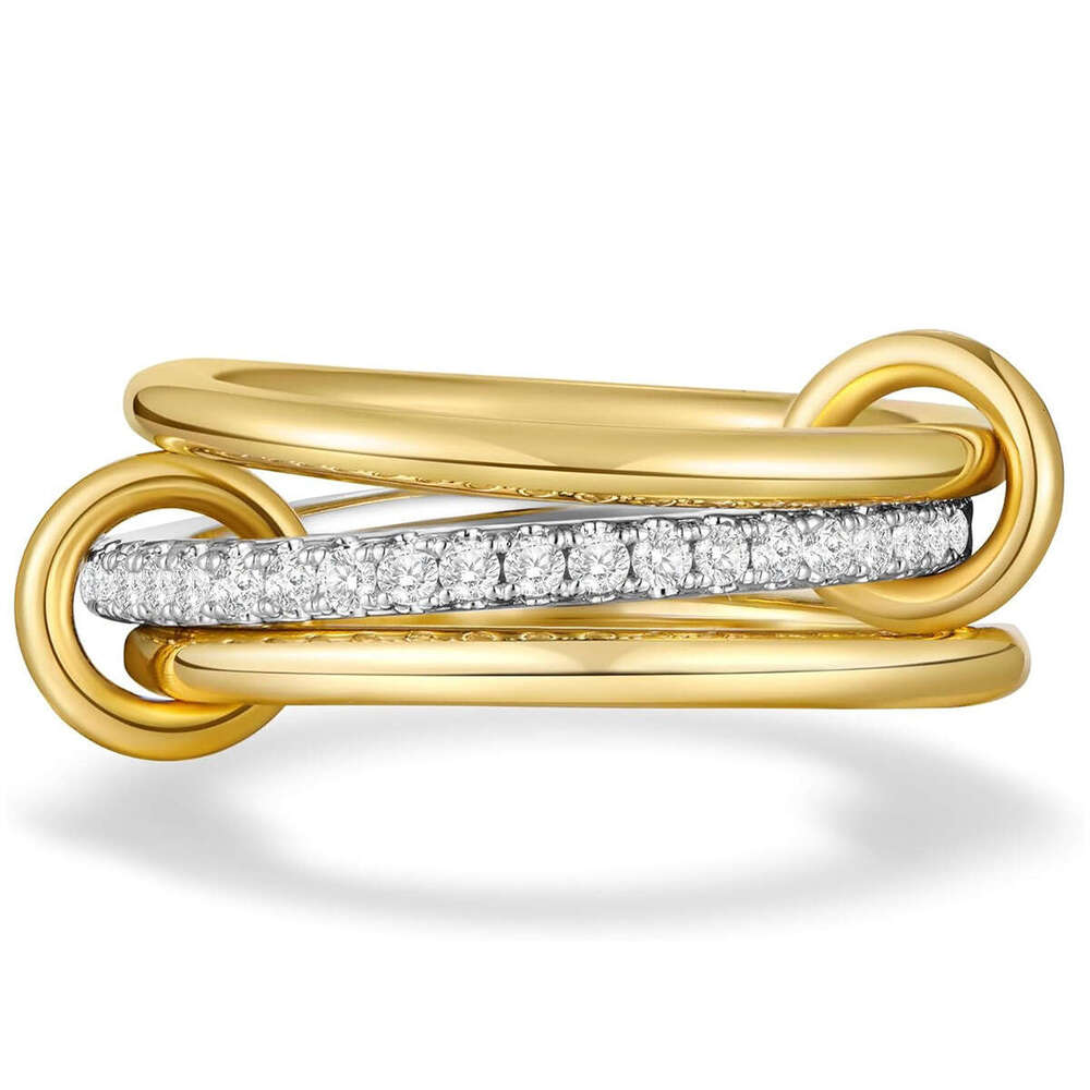 Copper Material New Style Personality Simple Stacking Silver Interlocking Overlapping Rings
