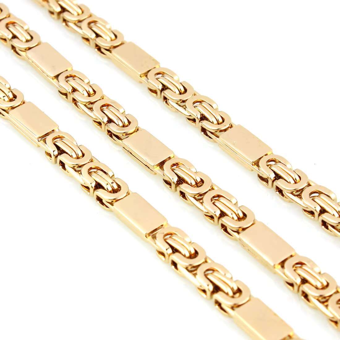 18K Gold Plating Figaro Chain Mens Stainless Steel Italian Solid Necklace Bracelet Set