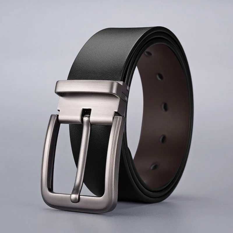 120 130 140cm Leather Cowhide Mens Belt Fashion Metal Alloy Pin Buckle Adult Luxury Brand Jeans Business Waist Male Strap BrandXJ250602