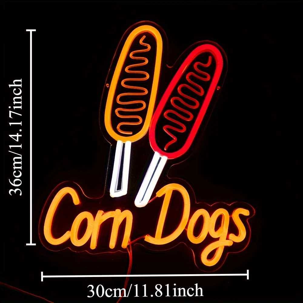 Corn Dog Neon Light LED Neon Sign Wall Decor for Kitchen Bar Game Room Restaurant Shop Store USB Powered Gift for Kid Friend XJ250602