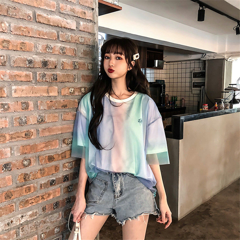 2025 new spring summer women's T-shirt new women's fake two-piece white T-shirt spring and summer Korean style short sleeved loose color gra
