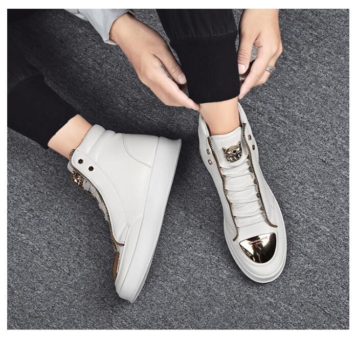 Spring 2025 new Martin boots men's high top board shoes metal casual leather boots men's Korean version trendy street shoes Z 6.2-7