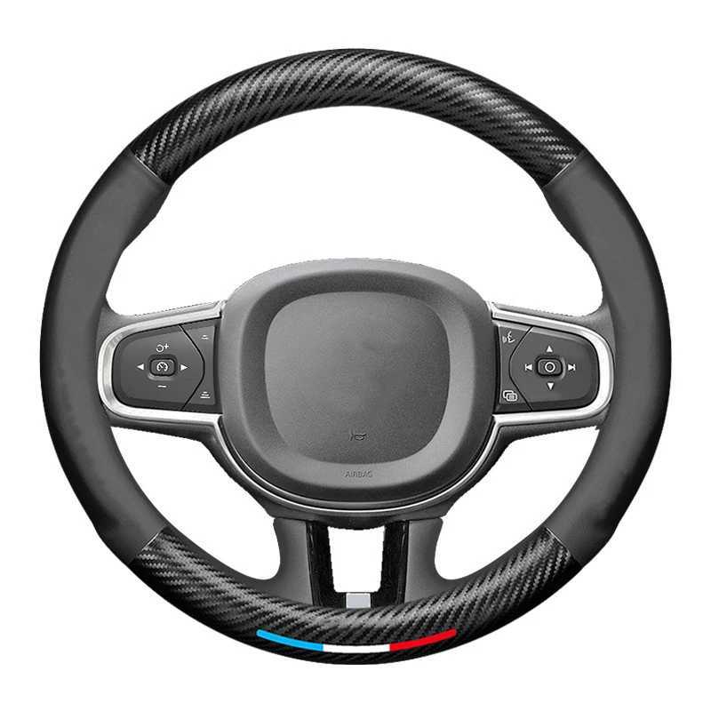 Car Carbon Fiber Leather Steering Wheel Cover For Volvo XC40 XC60 XC70 XC90 S40 S60 S80 S90 V40 V60 V70 V90 C70 Auto Accessories R250603