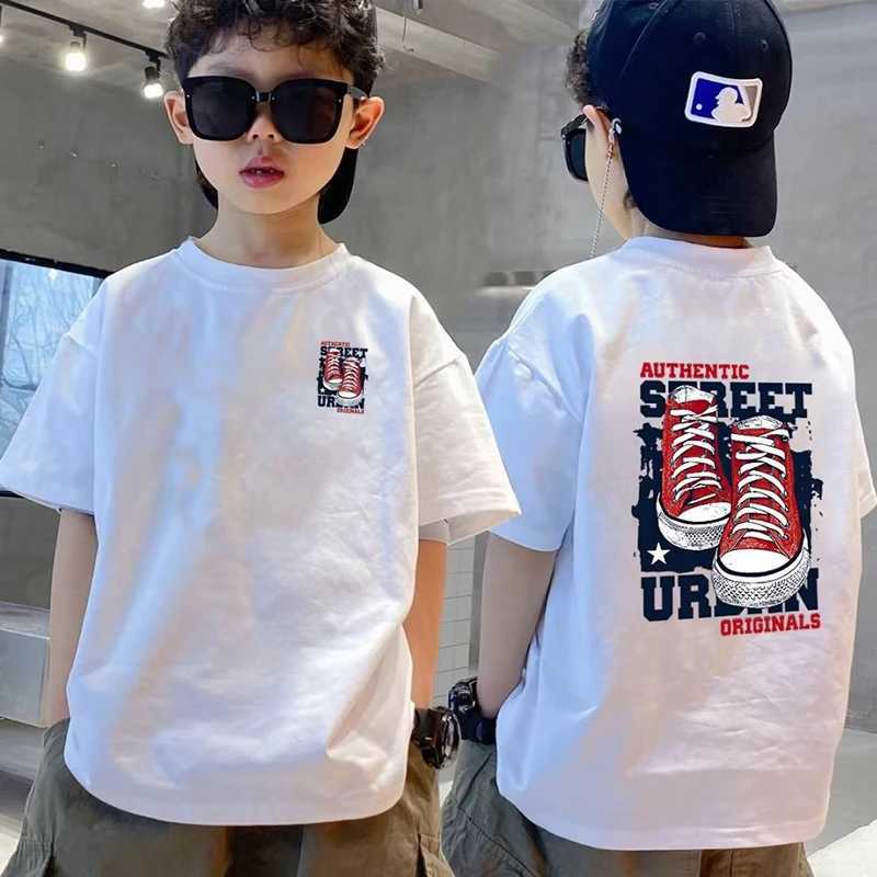 2023 Summer Kids Clothes Streetwear Print Cartoon T Shirt 100% Cotton Tops Tees Children Short Sleeve T Shirts Boys Girls Clothes T250603