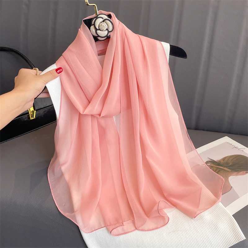 2023 New Fashion Summer Women Solid Color Beach Scarf Silk Shawls Headband Female Headband Wraps Sunscreen Hijab Wholesale W250602