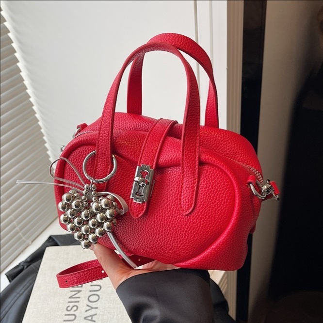designer 2025 New Style Lychee Texture High-end Versatile Handbag Fashionable Simple Casual Commuter Shoulder Crossbody Bag