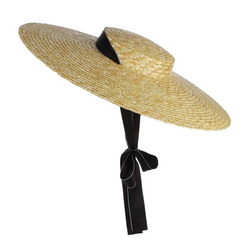 2022 Womens Summer Hats New Large Brim STRAW HAT Summer Hats For Women Beach Cap Flat Top Sun Hat Straw SUMMER HAT For Women W250602