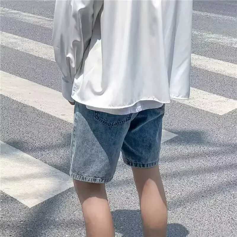 Retro Loose Jeans Shorts Mens Harajuku Punk High Waist Jeans Shorts Mens Casual Cotton Summer High Waist Loose Fit T250603