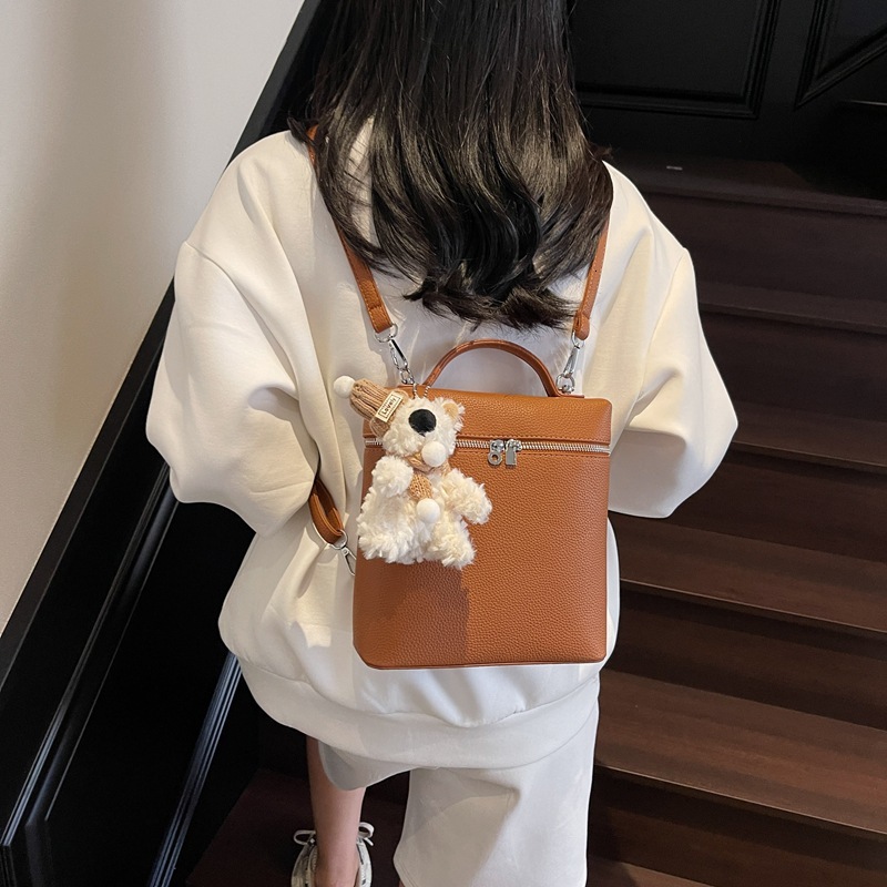 designer Korean Style Fashion Trend Lychee Pattern Backpack for Women 2025 New Simple Fresh Cute Versatile Single Shoulder Crossbody Bag