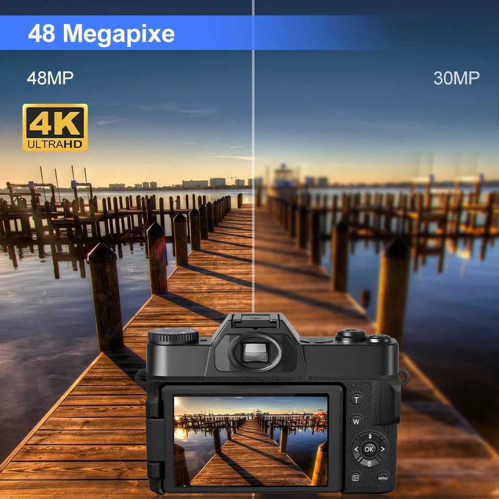 4K Digital Camera 48MP 16X Digital Zoom 3 Flip Screen WiFi Web Camcorder Vintage Photography Compact Professional Video Camera XJ250603