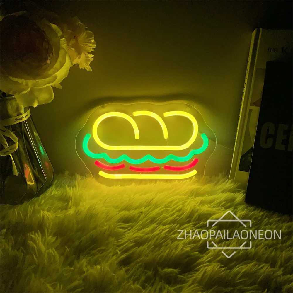Signs Sand Neon Fast Food Neon Light Sign Restaurant Wall Decoration USB Neon Home Decor Shop Sign LED Lamp for Room Decor XJ250602